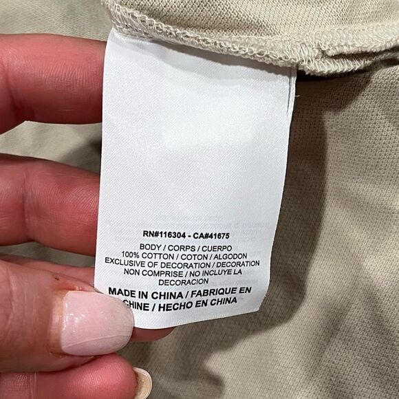 NWOT Converse Color-Blocked Relaxed Polo Shirt Pullover Beige Tan White Small - Picture 4 of 5